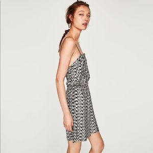 NWT Shimmery dress w/ thin straps-Silver and black